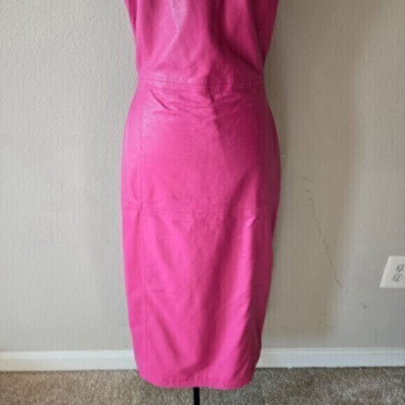 NWT Bod & Christensen Dina Pink Leather Midi Dress - Picture 7 of 11